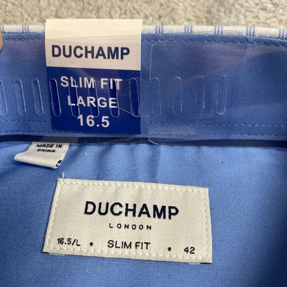 NEW Duchamp London Men's Slim Fit 16.5/42 Large Stretch Cotton Dress Shirt - Picture 3 of 6